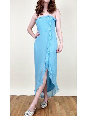 Vintage Ralph Lauren 100% Silk Midi Maxi Dress Wedding Guest Cocktail Party Y2K